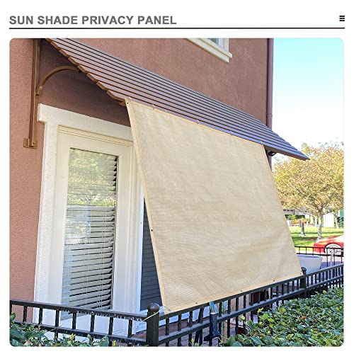Sun Shade Privacy Panel with Grommets on 4 Sides for Patio, Awning, Window Cover, Pergola or Gazebo (Banha Beige, 8' x 5') - color: Banha Beige, size: 8' x 5'