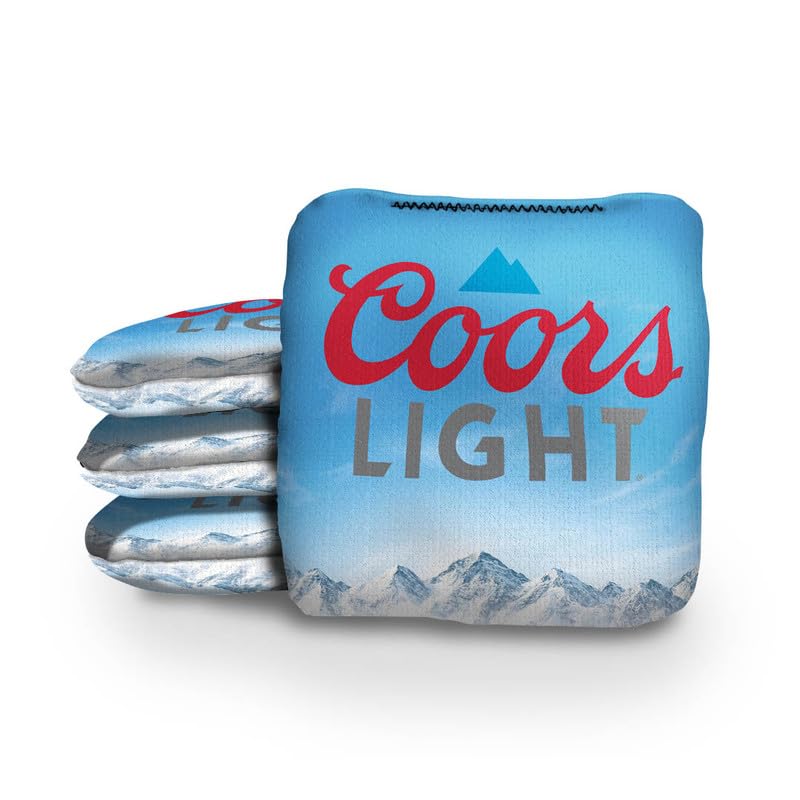 Slick Woody's Official Brand Beer + American Flag Cornhole Bags – Resin-Filled Tournament Performance with Dual Sided Professional Use Fabric- Set of 4 - color: Coors Light