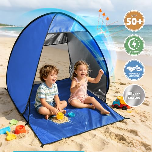 NARMAY Camping Tent, Pop Up Beach Tent, Portable Sun Shelter for 1-2 Person with UPF 50+ UV Protection - Blue - color: Blue
