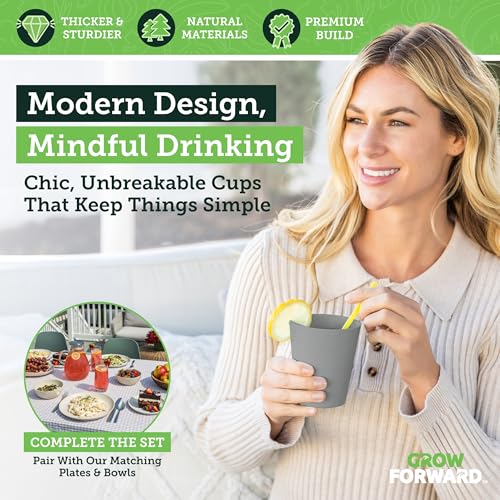 Grow Forward Premium Wheat Straw Cups - 13 & 20 oz Unbreakable BPA Free Hard Plastic Cups - Reusable Lightweight Plastic Drinking Glasses for Kitchen, Outdoor, Water, Camping, RV - Moonlight - color: Moonlight, size: 13/20oz