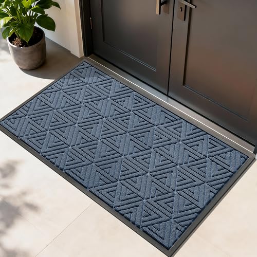 Yimobra Extra Large Door Mat 60x36, All-Weather Waterproof Non-Slip Welcome Matt Outdoor, Heavy Duty Non Slip Doormat for Entryway for Patio and Garage Indoor, Easy Clean, Blue - color: Blue, size: 60x36 Inch