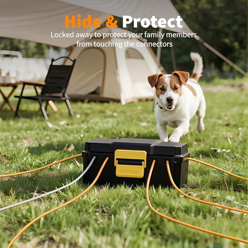 Waterproof Electrical Box, Diivoo Outdoor Extension Cord Covers Waterproof, Large Size 6 Cable Seal Entry, Outdoor Plug Cover, Outdoor Extension Cord Box, Black - size: Large