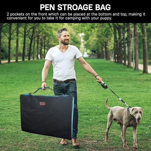 PJYuCien Dog Playpen Plus Storage Bag, 31.3" H 8 Panels Puppy Pen with Square Bottom & Top Cover, Heavy Duty Dog Fence for Camping - style: 8-Panels 31.3"W