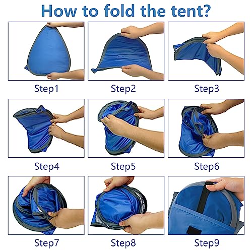 1pcs Pop Up Dog Cat Camping Tent, Blue Outdoor Play House Portable Sun Shelter Pet Tent for Dogs Cats Puppy Kitty Other Small Animals, L