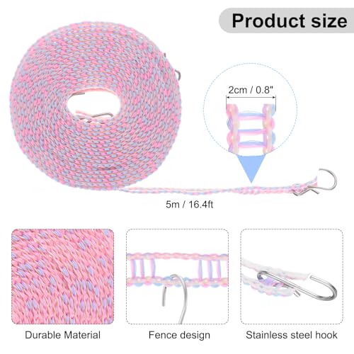 uxcell Windproof Clothesline, 5M 16.4ft Plastic Non-Slip Clothes Drying Rope Portable Travel Clothesline for Courtyard Outdoor Laundry Camping, Purple - color: Purple, size: 16.4ft