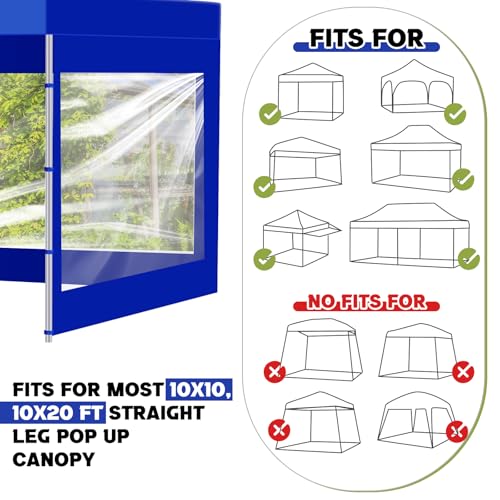 SmoothNovelty 3 Pcs Clear Canopy Sidewalls with Black Storage Bag Window Sidewall for 10 x 10 Inch Tent Waterproof Shade Wall, Sunwalls Only, Canopy Tent Not Included, No Zipper(Blue) - color: Blue