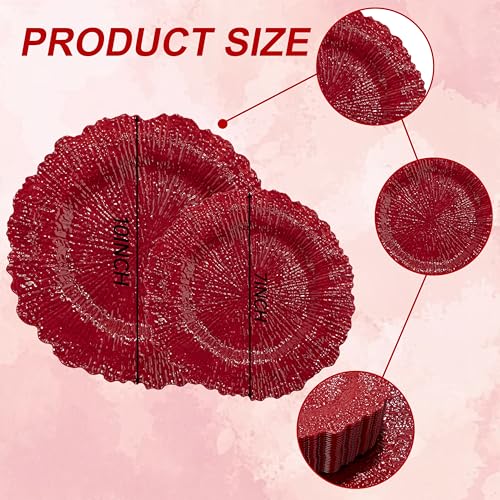 DaYammi 60Pcs Red Plastic Plates - Red Pates Disposable & Reusable - Heavy Duty Plastic Plates for Party Including 30 Dinner Plate,30 Dessert Plate,red disposable plates for Parties Wedding - color: Red