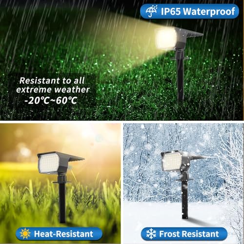 WENATY Solar Spot Lights Outdoor Waterproof IP65, 12 Pack Landscape Spotlights with 46 LEDs, 3 Modes Auto On/Off Solar Powered Flood Lights for Outside Pathway, Yard, Garden, Walkway (Warm White) - color: Warm White, size: 12 Pack