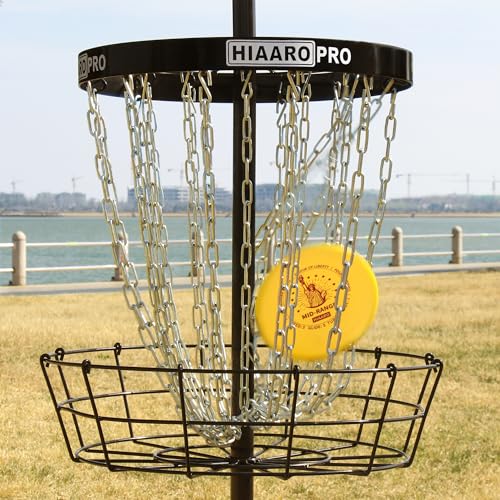 PDGA Approved HIAARO PRO Disc Golf Basket, Portable Disc Golf Target with Heavy Duty 24 Chains, Professional Disc Golf Basket - style: PRO Single basket