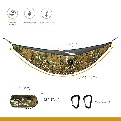 OneTigris Hideout Hammock Underquilt, Lightweight 4 Season Hammock Gear for Camping, Hiking, Backpacking, Travel, Beach, Backyard, Patio, Portable - color: Camo