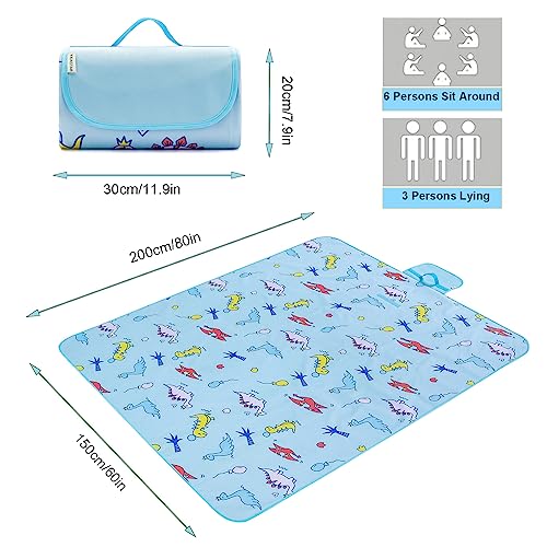 Large Picnic Blanket Waterproof Sand Free Beach Mat Foldable Picnic Mat Sandproof Beach Blanket Extra Large Grass Concert Blanket for Sporting Events, Family Picnic, Camping, Travel, Park - color: Blue, size: 60"x80"
