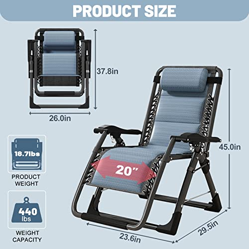 Slsy Zero Gravity Chair, Reclining Lounge Chair with Removable Tray for Indoor and Outdoor, Patio Recliner Folding Reclining Chair, Pacific Blue - color: Pacific Blue, style: Zero Gravity Chair