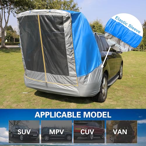SUV Tent Car Awning, UPF 50++ with Portable Waterproof Storage Bag, Tear-Resistant, Large Space, Good Vision, Smooth Ventilation, Suitable for Outdoor Beach Camping Auto Canopy Shade… - color: Blue