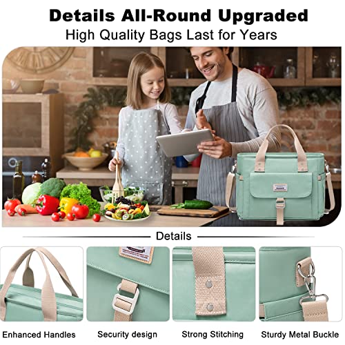 Weitars Insulated Lunch Bag for Men Women,Leak Proof Lunch Box for Work,Large Lunch Tote Bag With Removable Shoulder Strap with Side Pockets,Reusable Lunch Cooler Bag For Picnic Hiking - color: Green