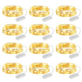 Minetom 12 Pack Fairy Lights Battery Operated String Lights - 7ft 20 LED Waterproof Silver Wire Firefly Light Waterproof for DIY Crafts Wedding Décor Table Mason Jars Party - size: 12 Pack - Warm White