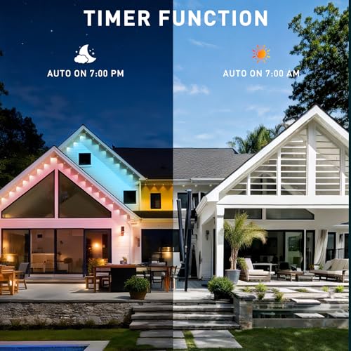 150FT Permanent Outdoor Lights, Smart RGB Eaves Lights with App/Remote Control, LED IP67 Waterproof Outdoor Lighting for Halloween Christmas Holidays Daily Party House Roof Lighting - size: 150FT