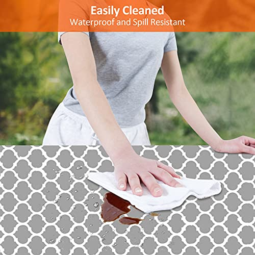 6ft Picnic Table and Bench Cover, Camping Essentials RV Gear, 72in Waterproof Windproof Outdoor Elastic All Around Tablecloth, Fitted Rectangle Tables and Seats, Gray-White Moroccan - color: Gray-white Moroccan, size: 72"