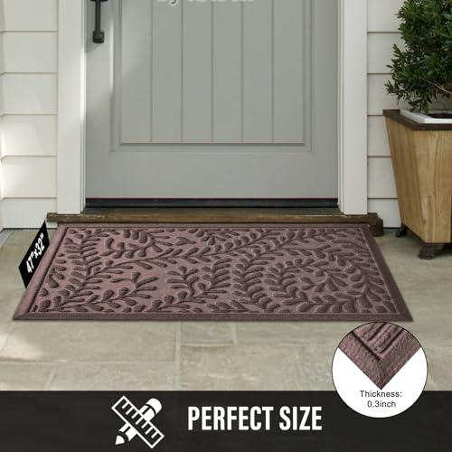 HIYARD Front Door Mat, Absorbent Dirt Trapping Welcome Door Mat Indoor Outdoor, Non Slip Entry Mat, Indoor Outdoor Door Mats, Fade Resistant, Low Profile Doormat for Entryway, 47×32, Coffee - color: Coffee, size: 2'8" x 3'11" (Rectangular)