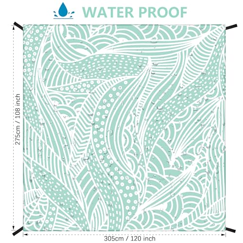 HIHOHO Beach Blanket Waterproof Sandproof Beach Mat for 1-8 Adults Quick Drying Durable Outdoor Picnic Mat for Beach Festival Travel Camping Hiking (LBL-Ripple, 120"×108"(8 Person)) - color: Lbl-ripple, size: 9' x 10' (8 Person)
