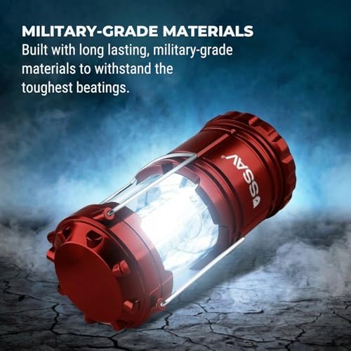 2 Pack LED Camping Lantern, LED Lanterns, Suitable Survival Kits for Hurricane, Emergency Light for Storm, Outages, Outdoor Portable Lanterns, Collapsible (Batteries Included) - color: Red