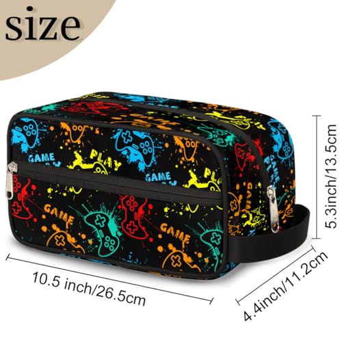 Kids Travel Toiletry Bag - Waterproof Hanging Cosmetic Hygiene Bags for Boys Men - Video Game Large Shave Kit for Toiletries Accessories Bathroom Stuff - color: Video Game
