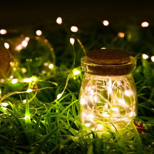 XINKAITE Waterproof LED Fairy String Lights Starry,Battery Operated String Lights no Timer for Indoor&Outdoor Decoration Wedding Christmas Holiday. (Warm White, 10Ft/2pc) - color: Warm White, size: 10ft*2pcs