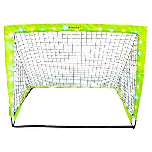 Aoneky 4x3ft LED Light Up Soccer Goal - Glow in The Dark Pop-up Soccer Net