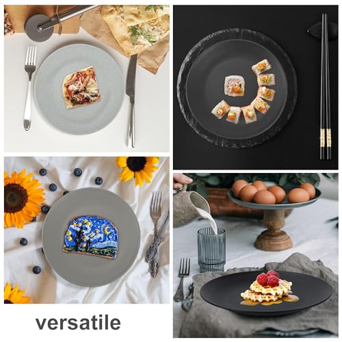 Wrova Wheat Straw Dinner Plates 10 Inch Unbreakable Set of 8 - Dishwasher & Microwave Safe Plastic Plates Reusable - Lightweight Plates for kitchen,camping,salad - Black to Grey - color: Black/Deep Gray/Gray, size: 10 inch