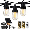 Brightech Ambience Hybrid Outdoor String Lights - Dual Plug and Solar Powered Waterproof LED Light String for Outside - Dimmable Soft White Edison Bulbs for Camping, Patio, Cafe, Yard - 48ft, 4W - style: Hybrid Super Bright - 48 Feet