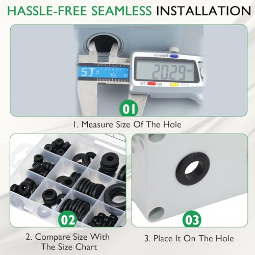 EASYEAH 125PCS 18 Sizes Rubber Grommet Kit, Rubber Plugs for Round Holes, Firewall Wire Cable Hole Grommet for Automotive, Industrial, Home 1/4 5/16 1/2 7/32 3/8 9/16 5/16 5/8 3/4 7/8 15/16 21/32 1 - style: 18 Sizes,125 pcs, Closed and Hole