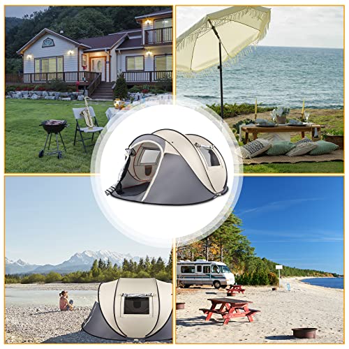 4 Person Easy Pop Up Tent for Camping,Waterproof Automatic Setup 2 Doors-Instant Family Tents with Vestibule & Porch, Large Size Family Tent Automatic Setup for Camping Hiking & Traveling