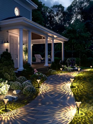 SOLPEX Solar Pathway Lights Garden Decor for Yard, Garden Lights Solar Powered Waterproof Landscape Lighting, Solar Outdoor Lights Porch Decor for Path Walkway Driveway (6 Pack Warm White) - color: Warm White, size: 6 PACK