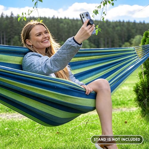 SUNCREAT Hammocks Outdoor Camping Double Hammock, Hammock Replacement for Stand, Blue & Green - color: Blue & Green, size: Medium