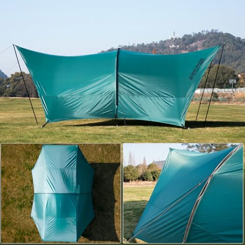 BISINNA Camping Tarp 18x13ft Car Awning Blackout Waterproof Hammock Rain Fly Sun Shade Rain Protection Canopy for Outdoor Beach Picnic (Green) - color: Green