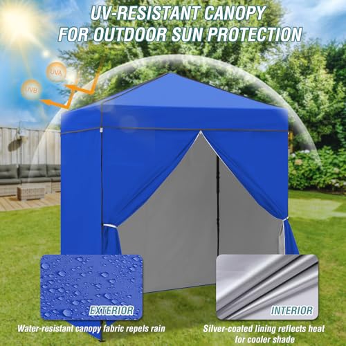EAGLE PEAK 6x4 Instant Pop Up Canopy Tent with 4 Side Wall Panels, Straight Leg Sun Shelter, Portable Canopy with Carry Bag for Camping, Beach & Sports, Blue - color: Blue, size: Four Walls