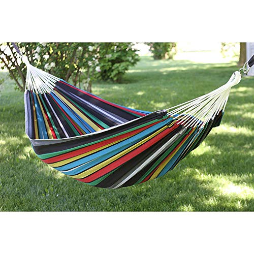 Vivere Brazilian Style Double Hammock Patio Outdoor Hanging Swing, Rio Night - color: Rio Night