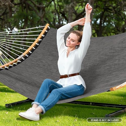 SUNCREAT Hammocks Portable Double Outdoor Hammock, 450lbs Capacity, Quick Dry 2 Person Hammock with Carrying Bag, Dark Gray - color: Dark Gray