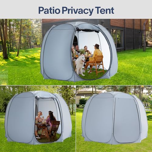 Alvantor® Pop Up Screen Tent House Room Instant Outdoor Camping Canopy Sun Shelter Gazebo for Patio, Backyard & Deck, Privacy Tent(2-10 People, 8'x8' 10'x10' 12'x12') - color: Gray, size: ‎12x12 FT