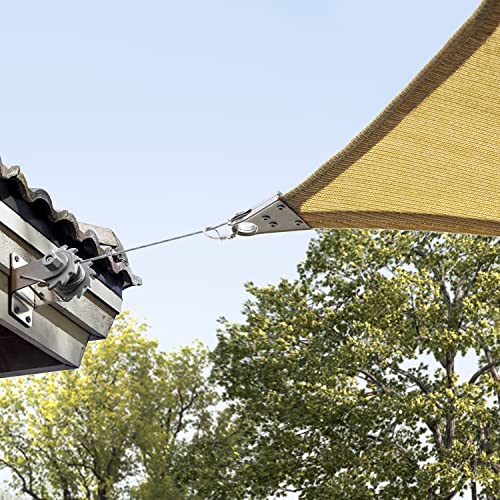 Amgo 24' x 24' Beige Rectangle Super Ring Sun Shade Sail UPF50+ AGSRR Canopy Awning Shades for Patio, Commercial Standard, 260 GSM Heavy Duty, 98% UV Blockage, 5 Years Warranty (We Customize)
