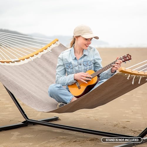 SUNCREAT Hammocks Outdoor Hammock with Spreader Bar, Poolside Portable Hammock for Outside with Carrying Bag, Coffee - color: Brown