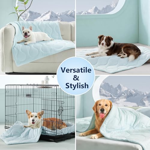 MIXJOY Cooling Blanket for Extra Large Dogs Breathable, Dual-Sided with Q-MAX>0.5, Lightweight Pet Cooling Throw Blanket Summer for Dog Bed & Couch Bed, Washable Soft Cat Cold Mat, Aqua Blue, 50x60 - color: Aqua Blue, size: XL(50x60'')