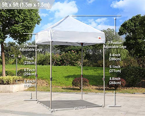 ABCCANOPY Pop Up Canopy - Outdoor Patio Portable Canopy Tent Heavy Duty for Backyard and Deck with 4 Sandbags(Light Gray, 5x5) - color: Light Gray, size: 5x5