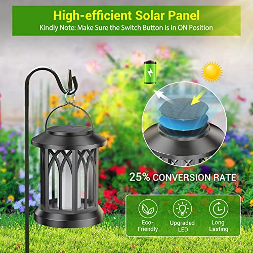 KOOPER 6 Pack Solar Lantern Outdoor Lights, Upgraded Flickering Flame Solar Lanterns Outdoor Waterproof, Auto ON/Off Lanterns Decorative Outdoor, Hanging Lantern for Yard Patio LawnTable Garden Decor - style: 6 Pack