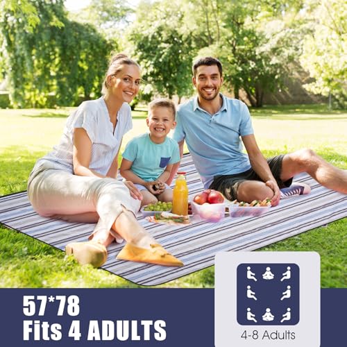 G GOOD GAIN Waterproof Picnic Blanket Portable with Carry Strap for Beach Mat or Family Outdoor Camping Party（Oyster） - color: Oyster Grey