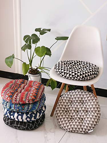 vctops Bohemian Soft Round Chair Pad Garden Patio Home Kitchen Office Seat Cushion Grid Balck Diameter 16" - color: Grid Balck, style: Diameter 16 Inch
