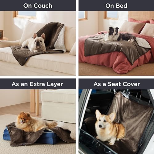 Bedsure Waterproof Dog Blankets for Medium Dogs - Medium Cat Blanket Washable for Couch Protection, Sherpa Fleece Puppy Blanket, Soft Plush Reversible Throw Furniture Protector, 30"X40", Coffee Brown - color: Coffee Brown, size: M(30x40")