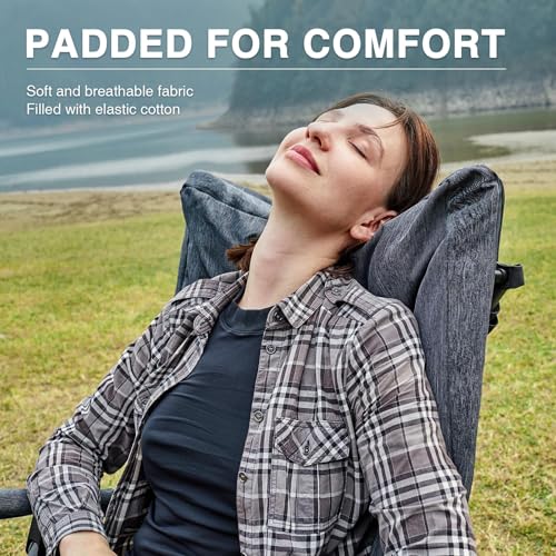 EVER ADVANCED Oversized Folding Rocking Camping Chair, Padded Portable Rocker Chair for Patio, Lawn and Outdoors, Heavy Duty Hard Armchair for Adults Supports 400lbs, Grey - color: Grey, style: Classic
