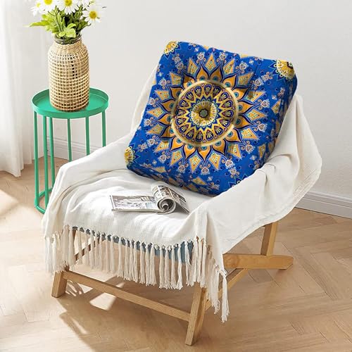 Mandala Meditation Cushion, Boho Meditation Mat, Meditation Pillows for Sitting on Floor, Cushions for Sitting in Home and Outdoor, Square Floor Pillow Cushion Seating for Yoga Accessories 22'' X 22'' - color: 12.mandala Meditation Cushion-1, size: 22x22