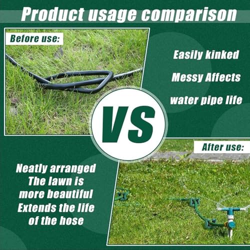Garden Hose Guide and Roller, 10 Inch Plastic Metal Spike Stake for Yard and Lawn, Hose Support Protector for Flower Beds, Easy to Install Guide Reel