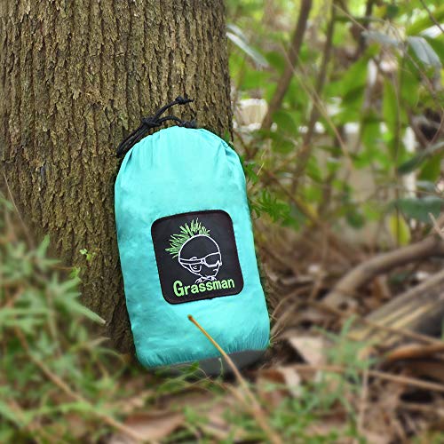 Grassman Camping Hammock Double & Single Portable Hammock with Tree Straps, Lightweight Nylon Parachute Hammocks Camping Accessories Gear for Indoor Outdoor Backpacking, Travel, Hiking, Beach - color: Sky Blue & Grey, size: One Person